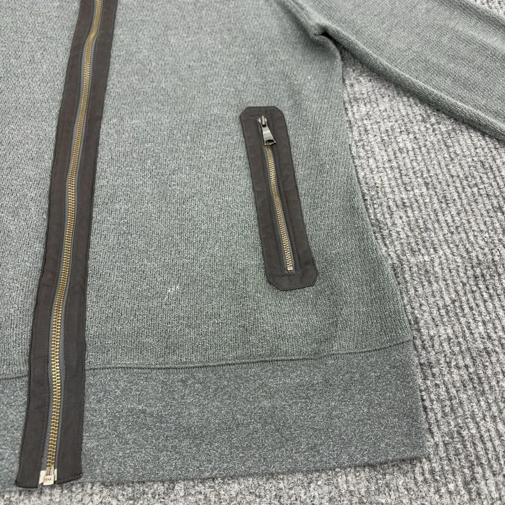 Banana Republic Jacket Mens L Gray Cotton Polyester Elbow Patches Mock Neck